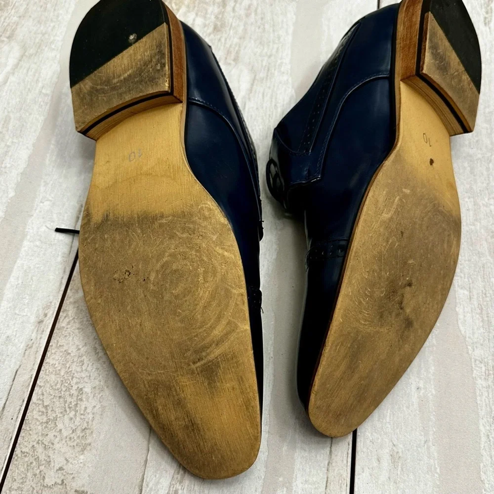 Classic Ombré Navy And Black Lace Up Derby Dress Shoes Office Evening Blokecore